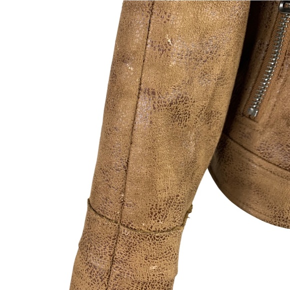 L’atelier Faux Suede Brown Moto Biker Asymmetrical Zip Long Sleeve Jacket Medium - Picture 5 of 14